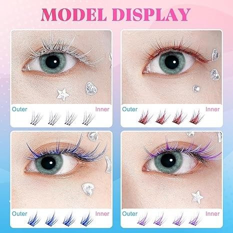 Colored false eyelashes for vibrant eye looks